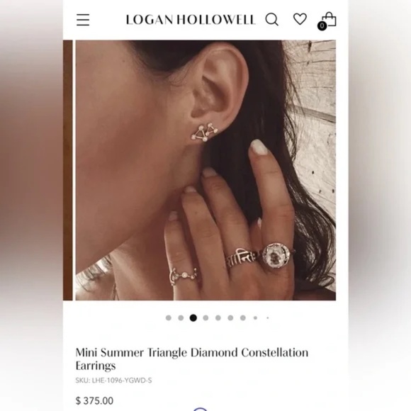 Logan Hollowell • Mini Summer Triangle Diamond Constellation Earrings - Picture 6 of 8